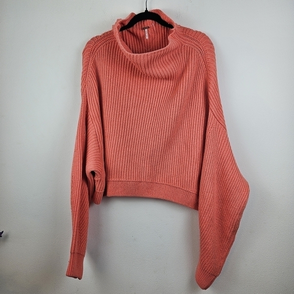 Free People Emmy Mock Neck Sweater | Salmon Pink | Medium - Picture 3 of 9